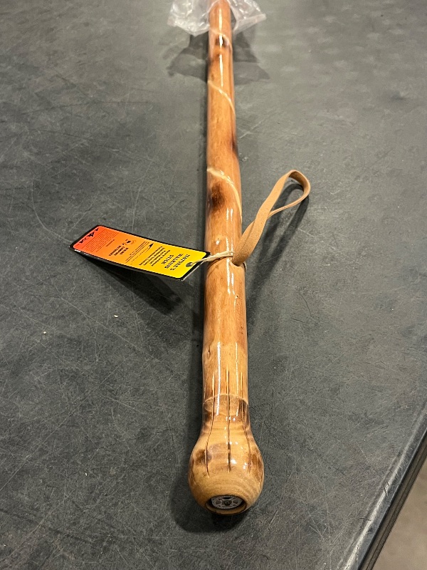 Photo 1 of Big Ball Head Twisted Style Wooden Walking Stick for Hiking with Compass (Nature Color, 48 Inches, One Piece)