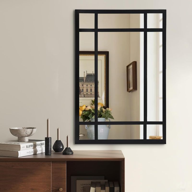 Photo 1 of Black Rectangle Mirror, Farmhouse Decorative Wall Mirror for Entryway, Living Room, Bedroom, Hallway, Fireplace, Accent Wall Decor (Black1, 34" x 24")