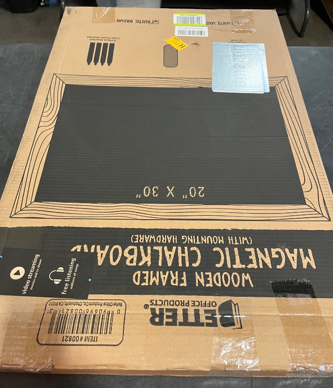 Photo 1 of Better Office Products Magnetic Wall Chalkboard Sign, X Large Size 20" x 30", Rustic Wood Frame, Vertical or Horizontal Wall Mount, Includes 4 Chalk Markers + Chalk and Eraser,(Rustic Brown)