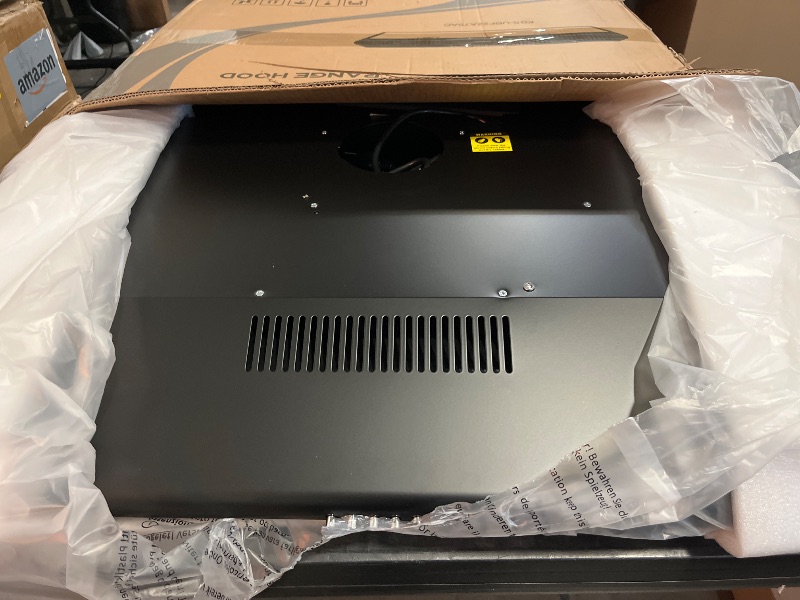 Photo 1 of FIREGAS 30 Inch Black Under Cabinet Range Hood, Ducted/Ductless Convertible Kitchen Vent Hood with LED Light, 3-Speed Exhaust Fan, Push Button Control, Slim Stove Hood for Modern Kitchen