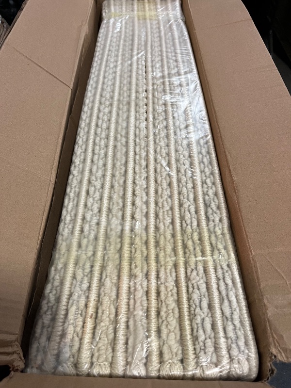 Photo 1 of Bullnose Carpet Stair Treads, Non Slip Stair Treads for Wooden Steps Indoor, Stair Runner, Soft Stair Rugs for Pets, Edging Stair Protectors, Washable, 29.5"x9.5"x1.5" 14pcs, Cream
