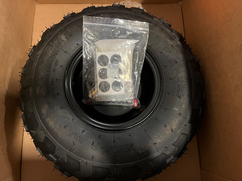 Photo 1 of 16x8-7 ATV Tire with Rim Replacement for Taotao Coolster 110cc 125cc 150cc UTV Quad 4 Wheeler, 16x8-7 Go Kart Wheel Tire for Kazuma Roketa TrailMaster Massimo Go Cart Lawn Mower (3 Holes)
