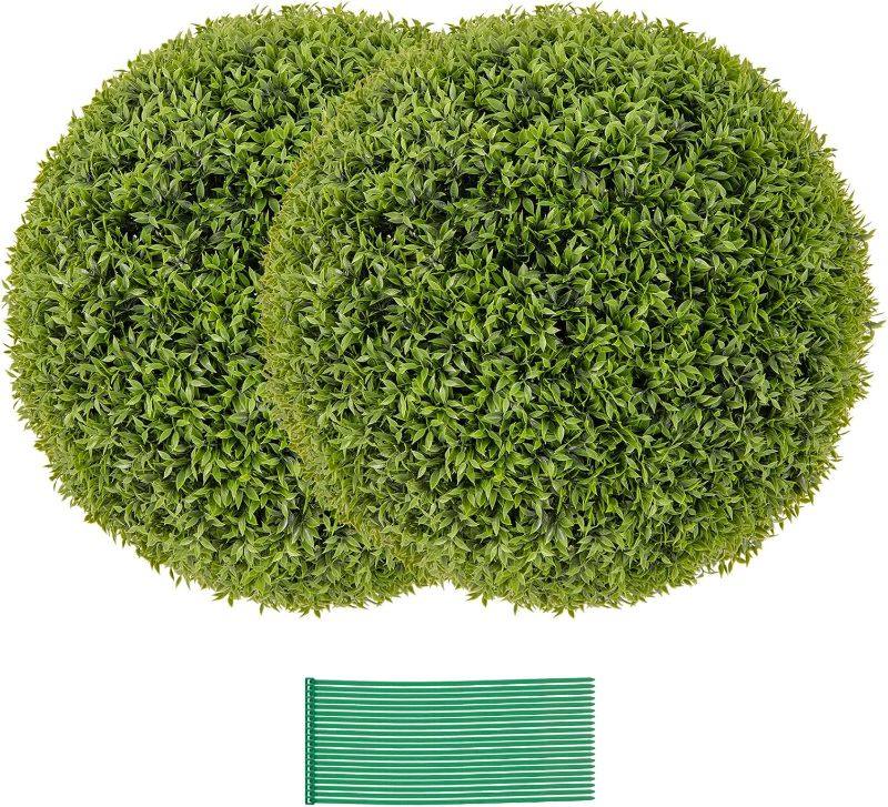 Photo 1 of Goplus 4 PCS 20 Inch Artificial Plant Topiary Ball, Round Faux Boxwood Balls Outdoor with Sun-Protective PE Leaves, Fake Plant Sphere for Front Door, Porch, Backyard, Balcony, Home Décor