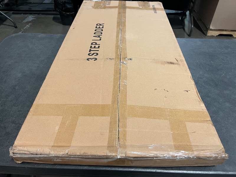 Photo 1 of 3 Step Ladder, Protable Steel Folding Stool with Wide Anti-Slip Pedal, 500lbs Sturdy Steel Ladder, Black
