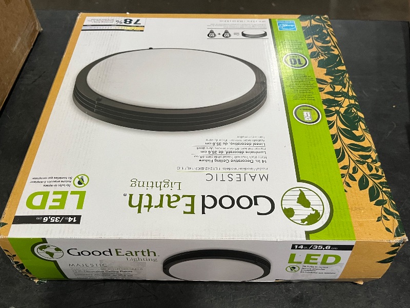 Photo 1 of Good Earth Lighting Majestic 14-in LED Ceiling Fixture, 1700 Lumens, Dimmable, Matte Black