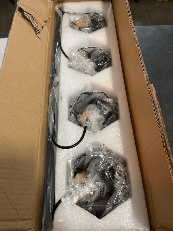 Photo 1 of HiBay 4-Light Track Lighting Farmhouse, Industrial Directional Ceiling Track Light Fixtures, Black Geometric Cage Spotlight Indoor for Kitchen, Bedroom, Hallway, E26 Base (Bulbs Not Included)
