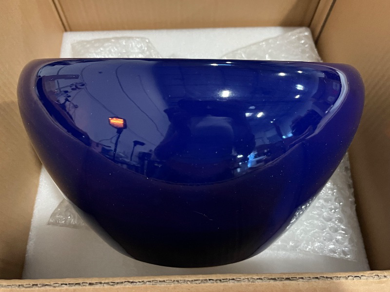 Photo 1 of Ceramic Pot for Plants - 11 Inch Modern Round Indoor Planter with Drainage Hole and Planter Saucer for Flowers, Patio Office Home Room Decor, Gardening Gifts for Women & Men, Blue
