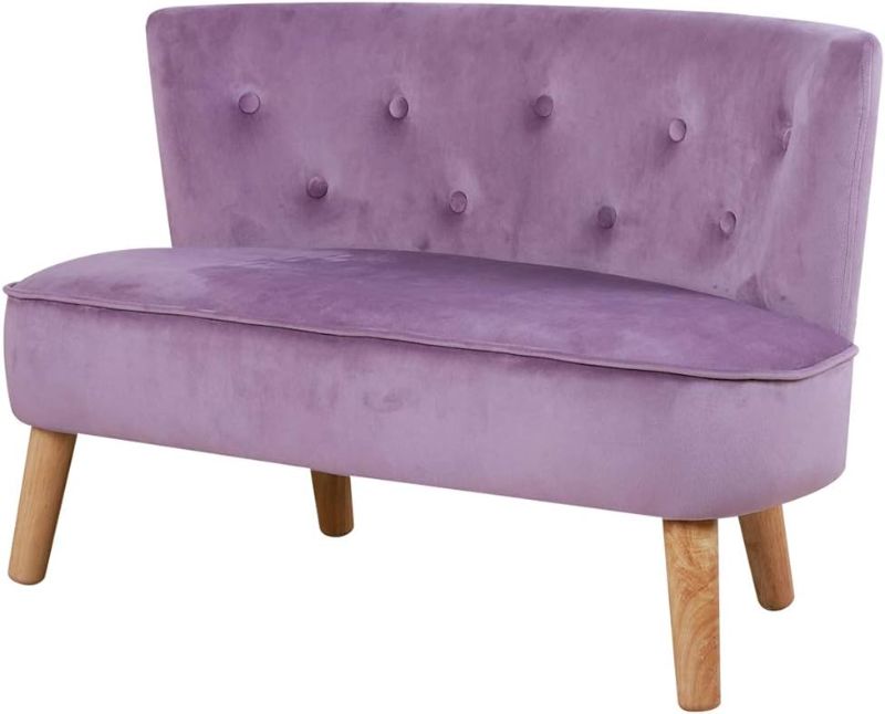 Photo 1 of 2-Seat Kid Sofa Couch with Velvet Fabric,Kid Sofa Chair with Wooden Frame for 3-6 Age Children Gift,35.6" Length, Purple
