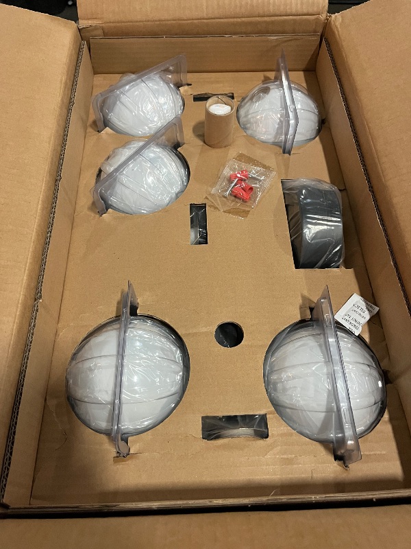 Photo 1 of Bathroom Vanity Lights, 5-Light Black and Gold LED Bathroom Light Fixtures, Mid Century Modern Dimmable LED Bathroom Lights Ceiling Light, Wall Sconces Wall Lights with Frosted Milk Glass, 3000K
