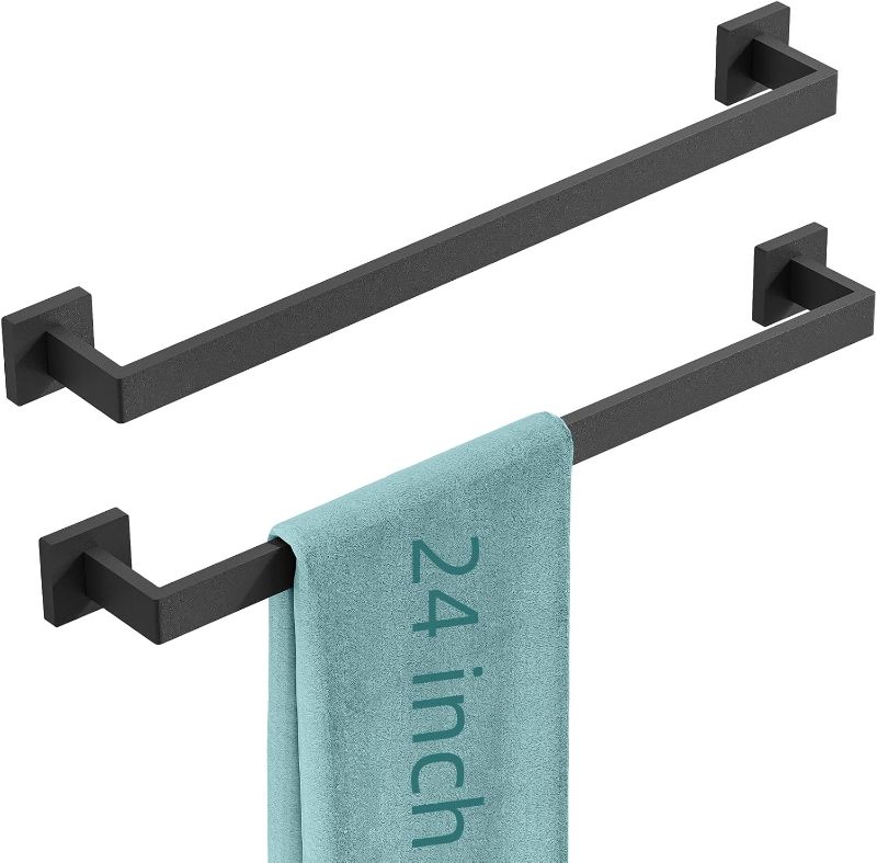Photo 1 of *One Minor Bent ** Bathroom Towel Bar,24 Inch Towel Racks for Bathroom Wall Mounted,Stainless Steel Towel Rail Hanger for Wall,Matte Black Towel Holder for Wall, Kitchen(2 Pack)
