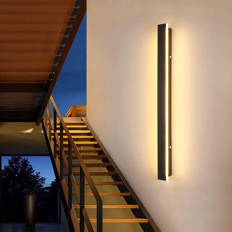 Photo 1 of 55" LED Outdoor Wall Light IP65 Waterproof Lamp Modern Garden Black Sconce Long Front Porch Lighting Indoor Aluminum for Terrace Yard Living Room(B,Warm Light)
