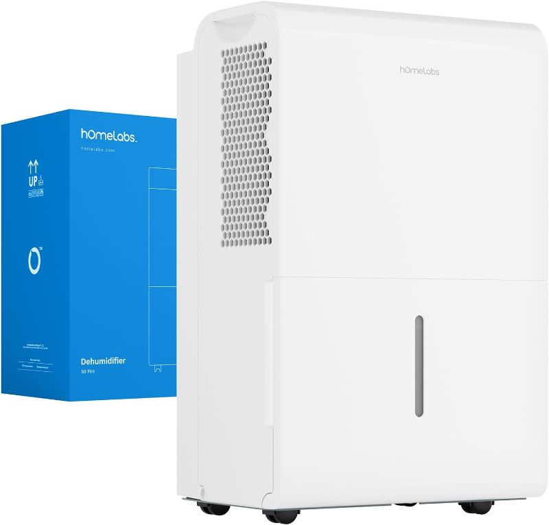 Photo 1 of hOmeLabs 50 Pint Wi-Fi Dehumidifier for up to 7,000 Sq Ft Rooms (MAX 120 Pint at 95°F, 90% RH) – Powerful Humidity Control for Large Rooms and Basements
