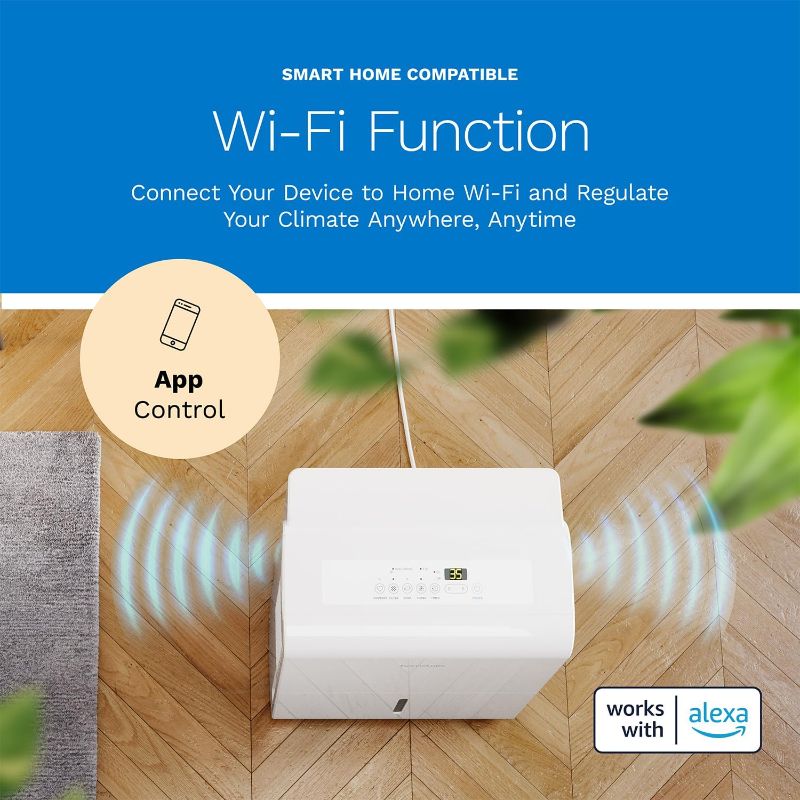 Photo 1 of hOmeLabs 50 Pint Wi-Fi Dehumidifier for up to 7,000 Sq Ft Rooms (MAX 120 Pint at 95°F, 90% RH) – Powerful Humidity Control for Large Rooms and Basements
