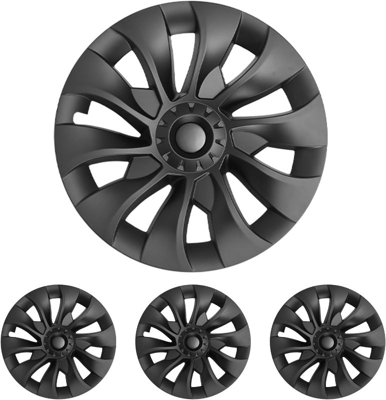 Photo 1 of 2023 Model 3 Wheel Cover - Compatible with Tesla 18 Inch Wheels, Symmetrical Design, Matte Black Hubcap Replacement for Model 3 2017-2023 Accessories
