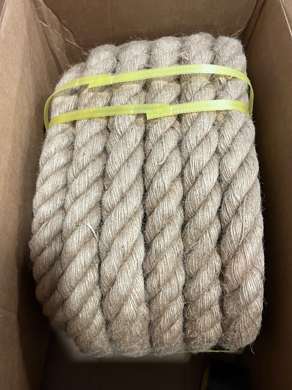 Photo 1 of Jute Rope 1-1/2 Inch 50 Feet, Heavy Duty Rope Thick Twisted, Natural Hemp Rope for Crafts, Gardening, Bundling, Climbing, Hammock, Nautical, Tug of War, Railings, Home Decorating
