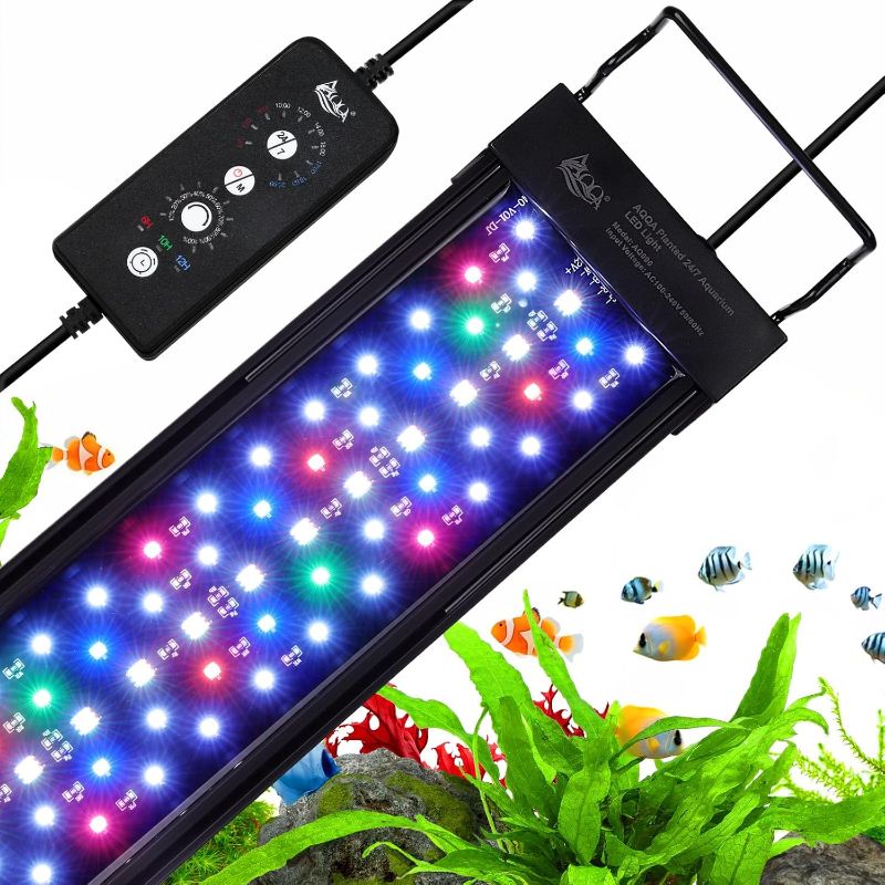Photo 1 of AQQA LED Aquarium Light, 24/7 Mode IP68 Waterproof Extendable Bracket Fish Tank Light, DIY Mode Full Spectrum Aquarium Plant Light, Adjustable Timer/Brightness Memory Function for 48-55 Inch Fish Tank

