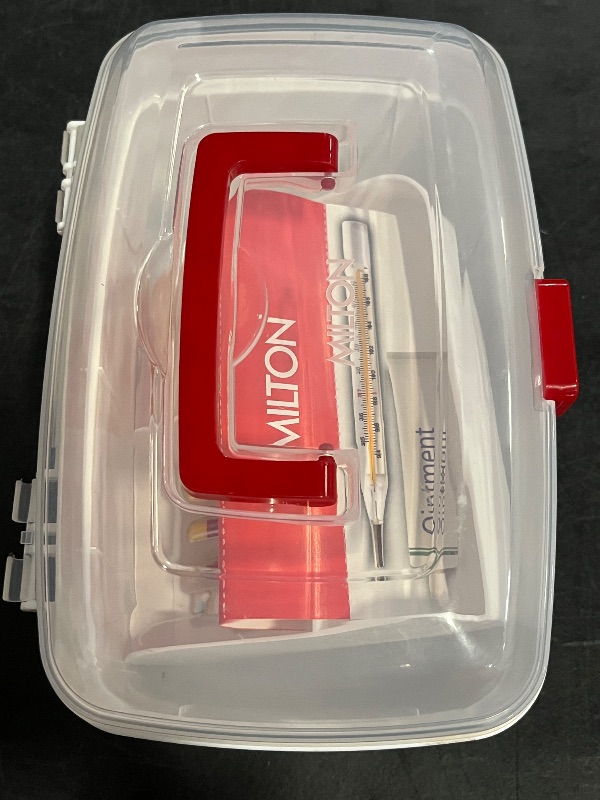Photo 1 of MILTON Medical Box, First Aid Empty Medicine Storage Box Organizer Family Emergency Kit Detachable Tray Easily Accessible with a Transparent Lockable Lid White - Set of 2
