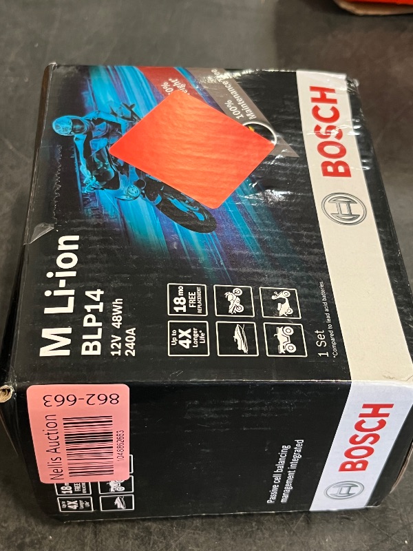 Photo 1 of BOSCH BLP14, Group 14, Lithium Power Sport Battery, 240CA 12V for Motorcycle, ATV/UTV, 4-Wheeler, Snowmobile, Personal Watercraft, Scooter, and Jet Skis
