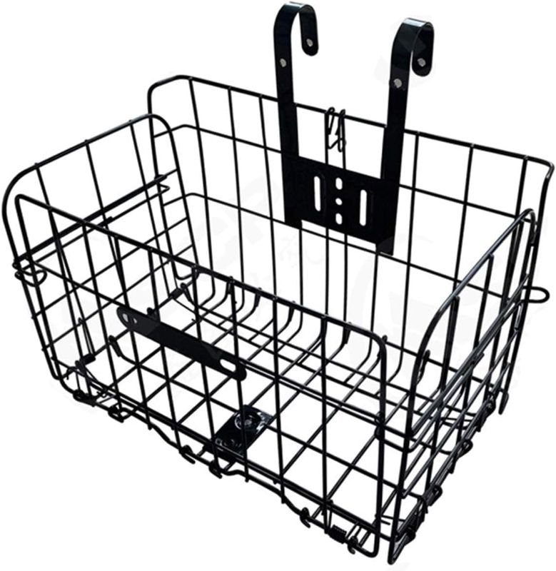 Photo 1 of Folding Bike Front Basket Bicycle Wire Basket with Handles Easy Installation on Front Handlebar
