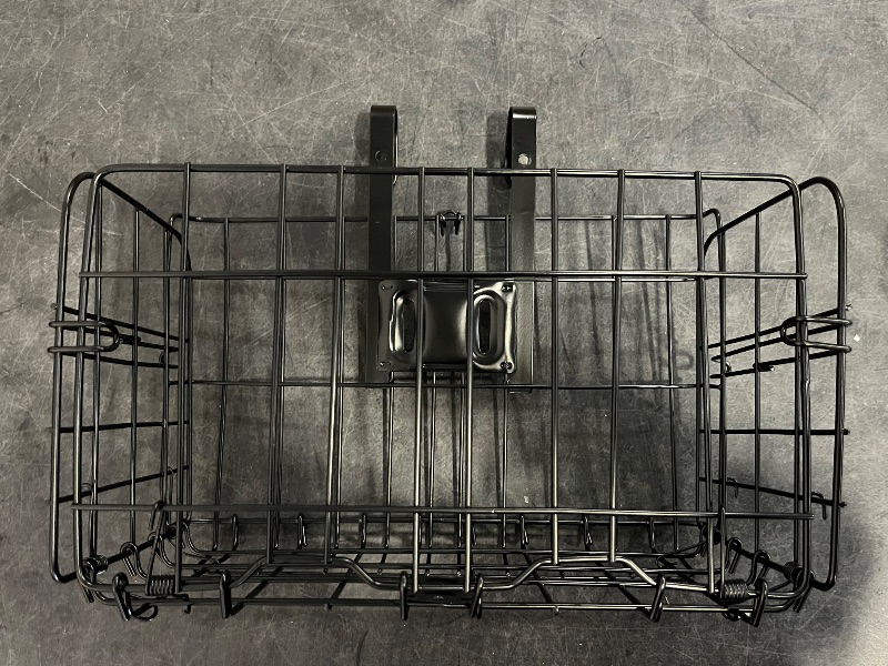 Photo 1 of Folding Bike Front Basket Bicycle Wire Basket with Handles Easy Installation on Front Handlebar
