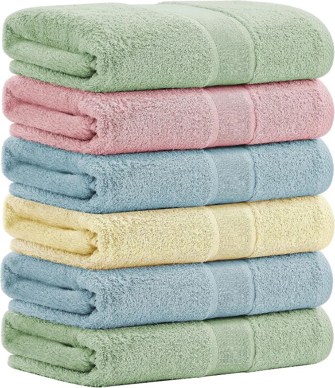 Photo 1 of Aibaser Bath Towels - Natural, Ultra Absorbent Towels for Bathroom, Travel, Gym, Shower and Spa (6 Piece Set)