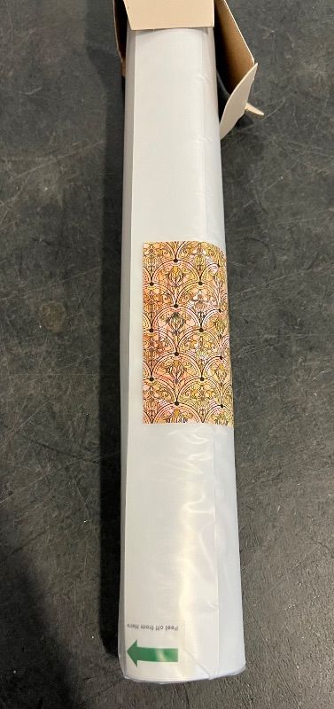 Photo 1 of 3D Stained Glass Window Film, Decorative Window Privacy Film for Bathroom,Front Door,Home, Sun Blocking Heat Control,Static Cling, Removable Non-Adhesive Golden Ironwork 23.6inch x 35.4inch
