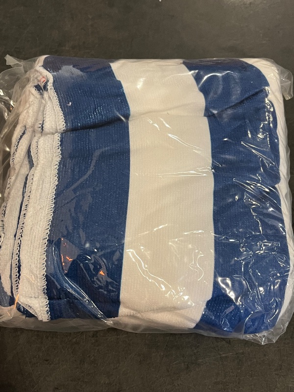 Photo 1 of Lounge Chair Towel Cover, Beach Chair Covers (Pack of 2), Chaise Lounge Cover with 3 Pockets for Pool Beach Garden Courtyard Outdoor Trips, 85 x30 in, Striped Dark Blue