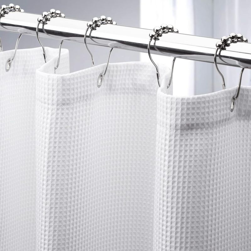 Photo 1 of AmazerBath Extra Long Shower Curtain 96 Inches Long, Waffle Shower Curtain White Extra Long, Fabric Shower Curtains for Bathroom, Heavy Duty 240G Waffle Textured, 72x96 Inches