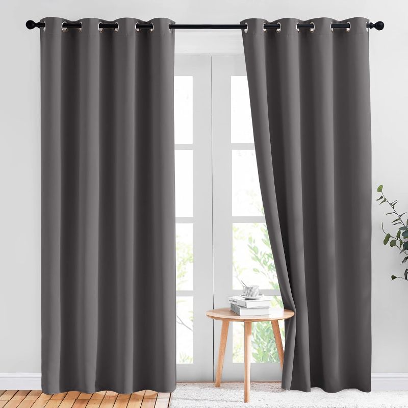 Photo 1 of NICETOWN Gray Blackout Curtains for Bedroom 84 inches Long - Thermal Drapes Grommet Room Darkening Light Blocking Curtains Window Treatments for Living Room (2 Panels, W52 x L84, Grey)