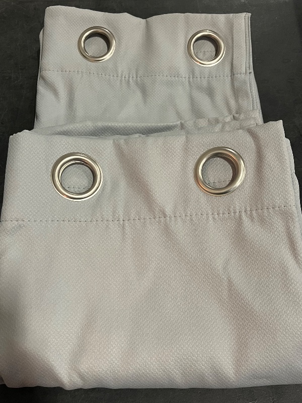 Photo 1 of FMFUNCTEX 100% Light Grey Blackout Curtains for Living Room, Curtains 108 Inches Long Weave Textured Thermal Insulated Curtains for Bedroom, Black Out Drapery Grommet Room Darkening 2 Panels