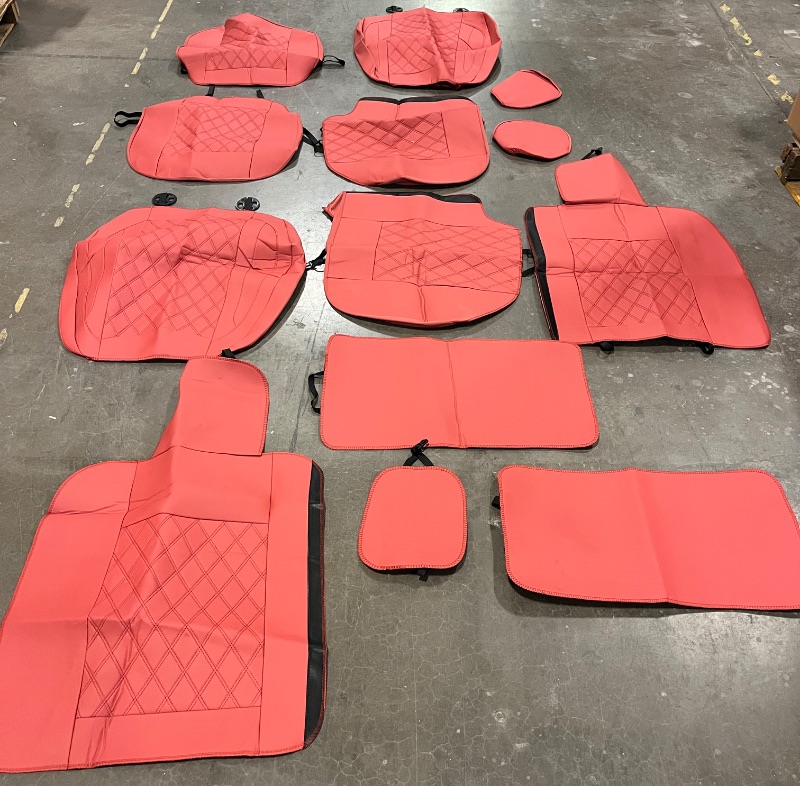 Photo 1 of Premium Leather Car Seat Covers Full Set,Universal Fit for Cars,Trucks&SUVs,Waterproof Car Seat Cushion,Full Coverage Car Seat Protector with 5 Seats,Wine Red