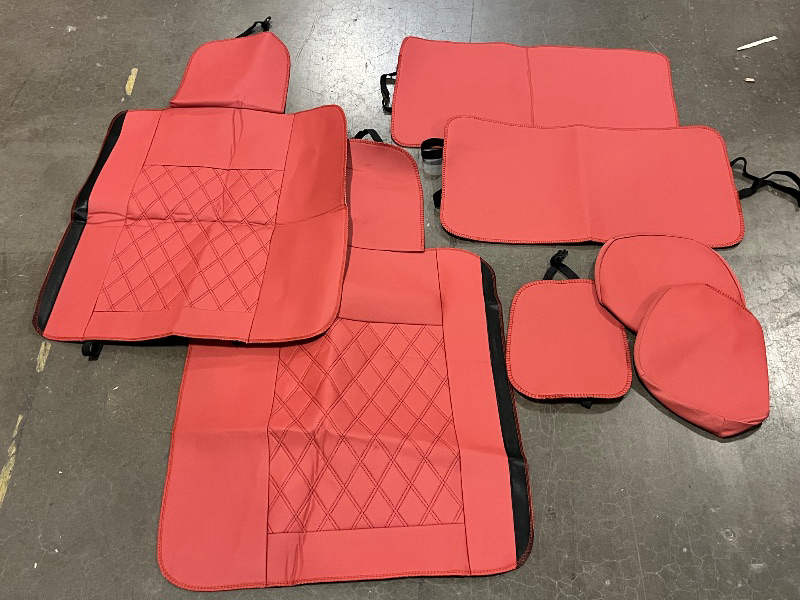Photo 1 of Premium Leather Car Seat Covers Full Set,Universal Fit for Cars,Trucks&SUVs,Waterproof Car Seat Cushion,Full Coverage Car Seat Protector with 5 Seats,Wine Red