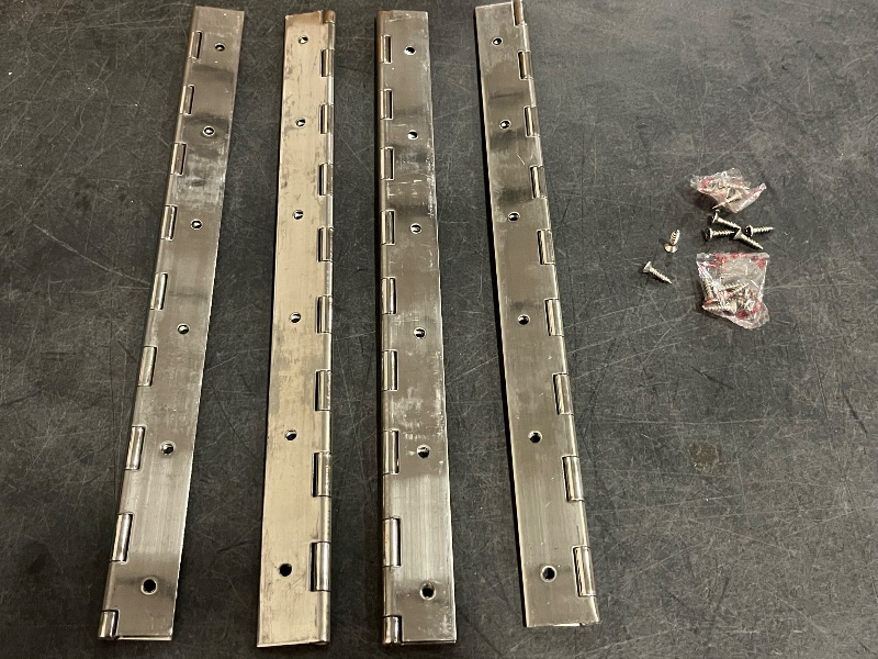 Photo 1 of 4 Pack 14 x 2 Inch Piano Hinges, 304 Stainless Steel Continuous Hinge, Polished Heavy Cabinet Door Deck Hinge with Screws for Boats, Cabinets, Storage Boxes, Silver