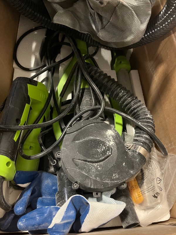 Photo 1 of AMYBEST Drywall Sander, Powerful Electric Drywall Sander with Vacuum Dust Collection, 5 Speed 1000-2100 RPM, Popcorn Ceiling Remover, LED Light & 12 Sanding Discs, Extendable Handle (GREEN)