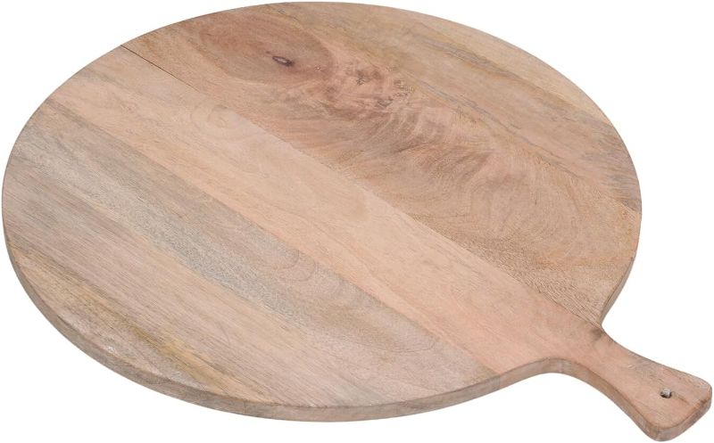 Photo 1 of CG Hunter Wood Cutting Board 22in Handmade Round Serving & Chopping Board Paddle with Handle, Premium Home Decor Wooden Cutting Boards for Kitchen Display & Chopping, Light Wood
