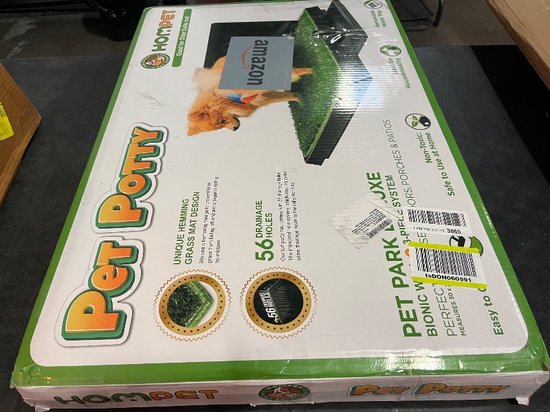 Photo 1 of Hompet Dog Potty for Indoor or Porch, 2 Pcs Artificial Grass Training Pads with Pee Baffle, Reusable, Alternative to Puppy Pads, Portable Dog Litter Box for Small/Medium Dogs