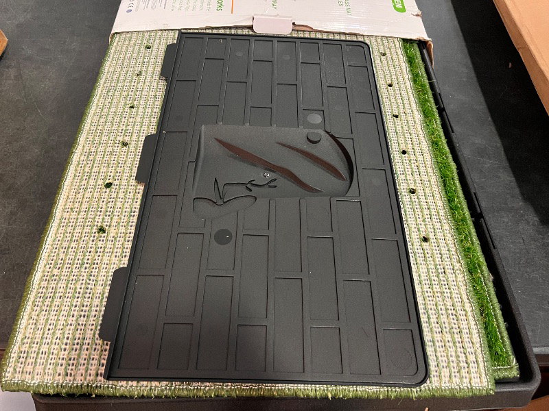 Photo 1 of Hompet Dog Potty for Indoor or Porch, 2 Pcs Artificial Grass Training Pads with Pee Baffle, Reusable, Alternative to Puppy Pads, Portable Dog Litter Box for Small/Medium Dogs