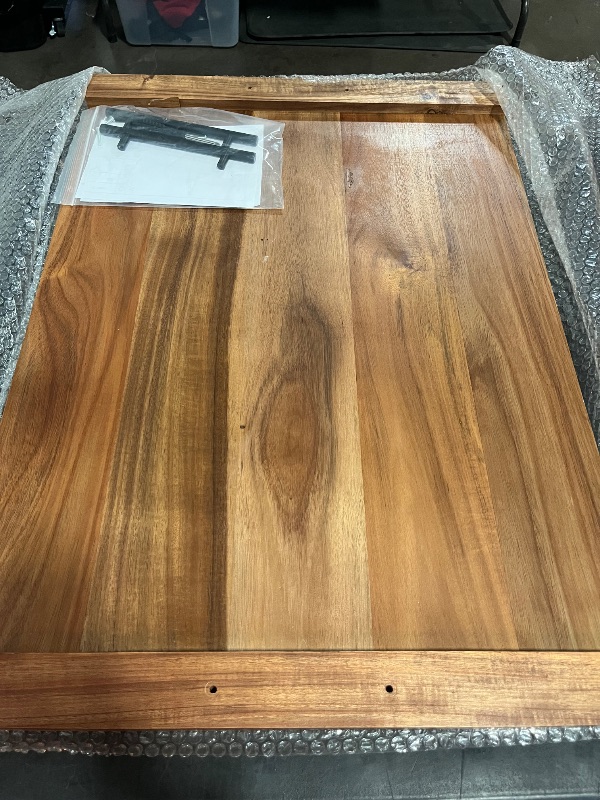 Photo 1 of *Crack on Corner** 
Noodle Board Stove Cover with Handles, Acacia Wood Stove Cover, Black and Gold Handles Included, 30.25"L x 21.75"W, Stove Top Covers for Gas Burners, Stove Top Covers for Electric Stove
