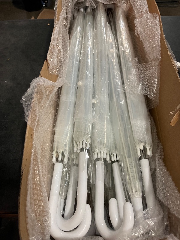 Photo 1 of Clear Wedding Umbrellas Bulk, High-Visibility Transparent Rain Umbrella, Firm and Durable, Easy Operation, Large Clear Umbrella for Wedding Bride Groom Photography Golf Outdoor
