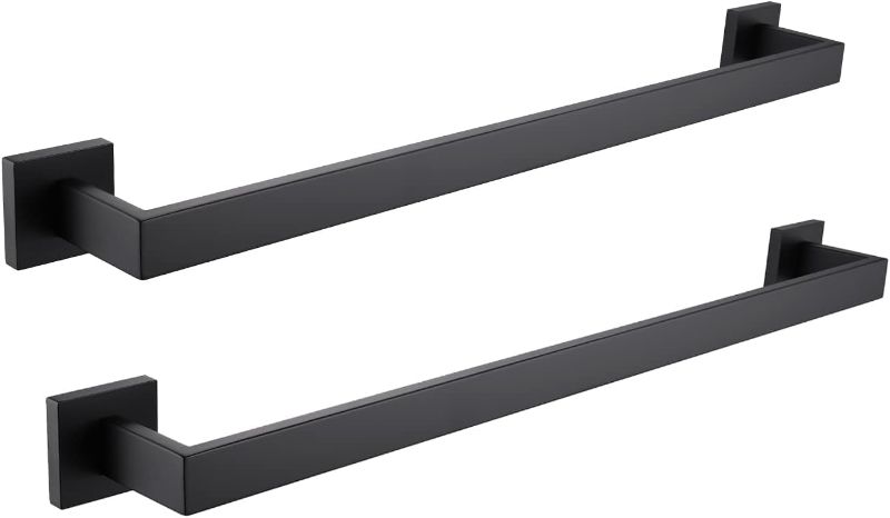 Photo 1 of LANC 2 Pack Bath Towel Bars Matte Black 24-Inch Bathroom Towel Rail Square Towel Racks Kitchen Towel Holders Stainless Steel Wall Mount Towel Hanger Towel Rods,A8804-6MB

