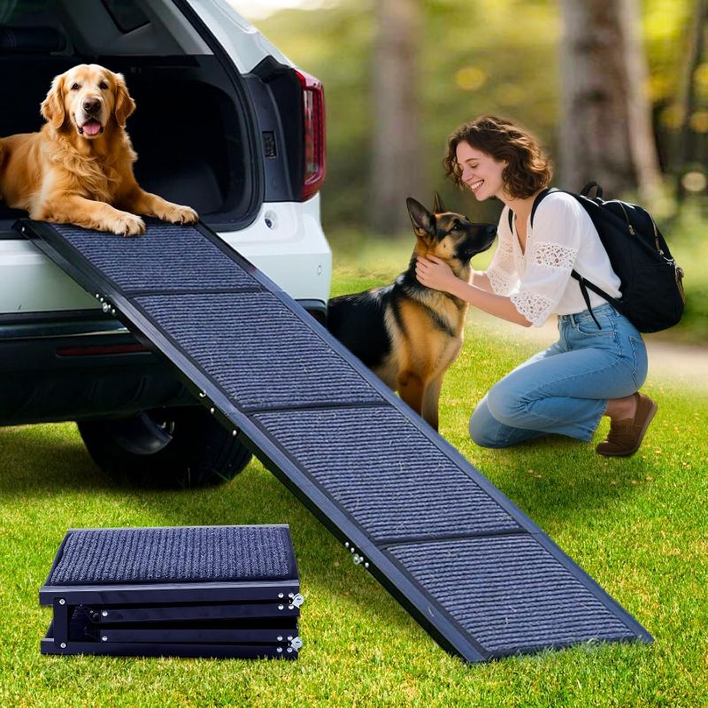Photo 1 of DoCred Dog Ramp for Car, 71'' L x 20'' W Dog Ramps for Large Dogs, Extra Wide Pet Ramp with Non-Slip Surface for Medium & Large Dogs to Get in Car, SUV & Truck, Supports Up to 250 Lbs
