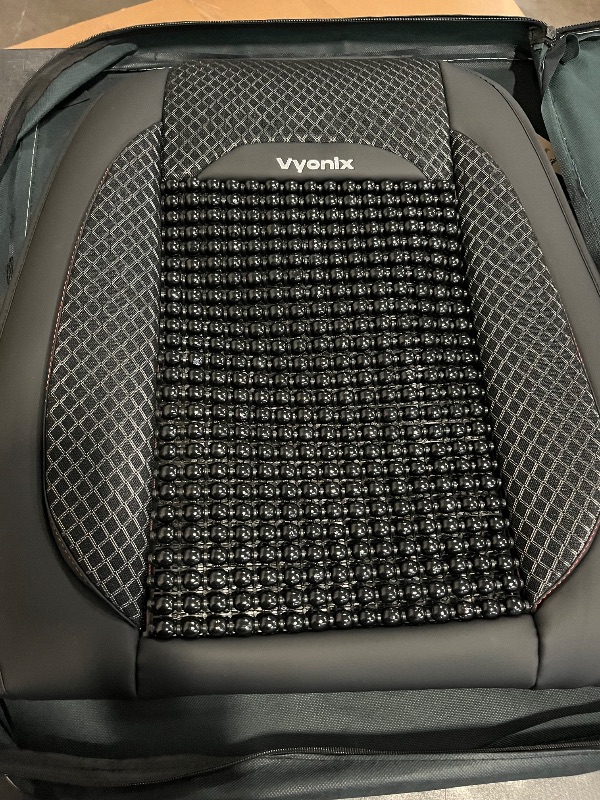 Photo 1 of Beaded seat covers for cars - Breathable with Massage, Anti-Sweat, and Back Support Features - Wooden beaded seat covers for trucks Sedans, SUVs - car seat beads Universal Fit (1 Unit - Royal Black)