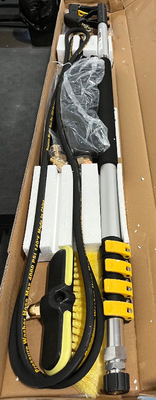 Photo 1 of 24 FT Telescoping Pressure Washer Wand with Pressure Washer Extension Wand, Brush Head, Gutter Cleaner, 5 Spray Nozzle Tips, 2 Hose Adapters and Support Belt
