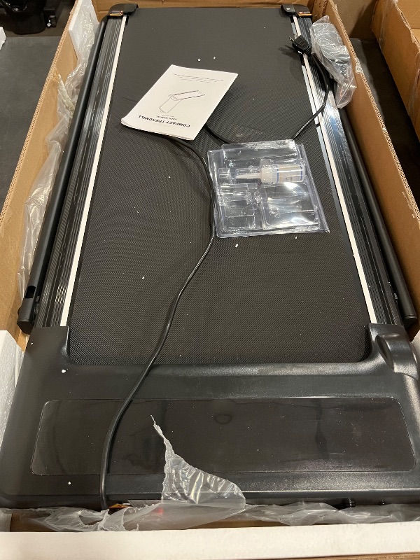 Photo 1 of Portable Compact Treadmill with Handles for Home Small Spaces, Foldable Folding Walking Pad Treadmill with Handle Bar, 3.0HP Electric Walking Pads Treadmills Home with 320LB Capacity, LED Display
