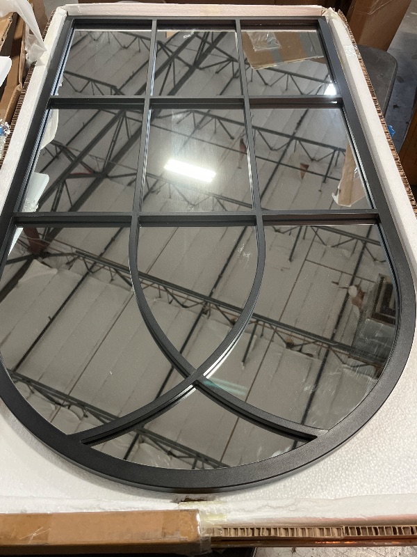 Photo 1 of Arched Window Wall Mirror, 42"x24", Decorative Mirror, Vanity Mirrors for Bathroom, Bedroom, Entryway, Living Room, Window Pane or Farmhouse Mirrors for Wall Decor, Metal Frame, Black
