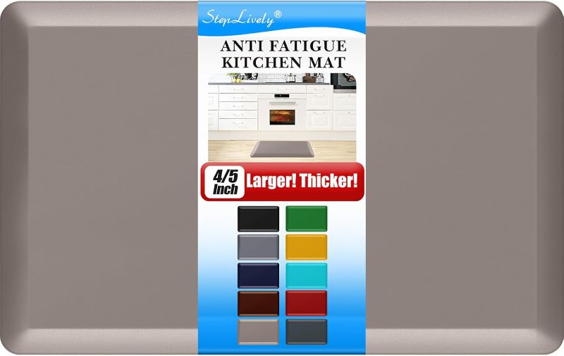 Photo 1 of 4/5 Inch Thick Kitchen Mat - Cushioned Anti Fatigue Mats for Kitchen Floor - Easy to Clean, Waterproof, Non-Slip Kitchen Rug for Sink, Office, Kitchen (20''x32'' Khaki)
