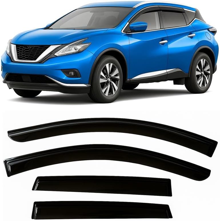 Photo 1 of 2015-2024 Tape-On Rain Guards for Nissan Murano Side Window Visor Deflectors Extra Thick Vent Shades 2016 2017 2018 2019 2020 2021 2022 2023