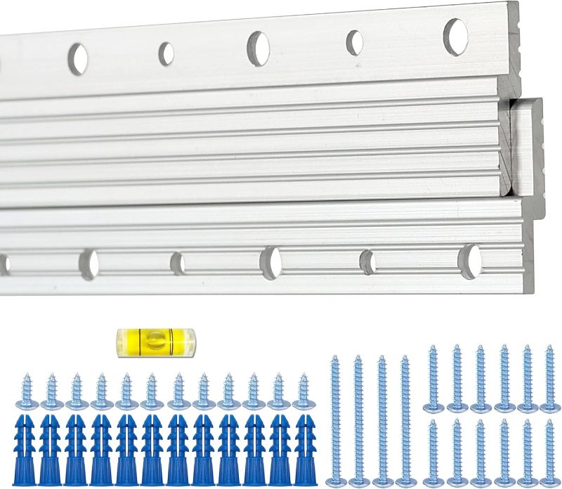 Photo 1 of French Cleats 50 inch - Supports 500 lbs - Heavy Duty Z Bar Hanger for Pictures, Mirrors, and Art - Alloy Steel French Cleat Picture Hanging Kit for Panels,Shelf, Cabinet (2Pairs)