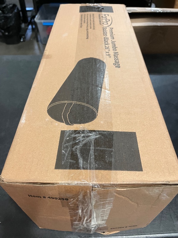 Photo 1 of ForPro Professional Collection Jumbo Full Round Bolster Pillow, Black, Oil and Stain-Resistant, for Massage and Yoga, 9” R x 26” L
