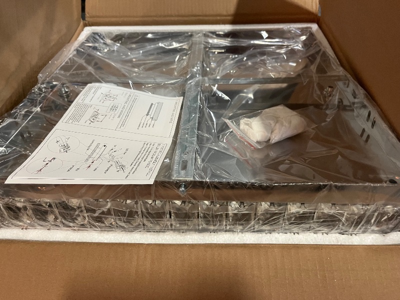 Photo 1 of Finktonglan Modern Square Crystal LED Ceiling Light - 17.7 inch Flush Mount Stainless Steel Chandelier for Living Room, Bedroom, Dining Room, 6000K, 34 Watts
